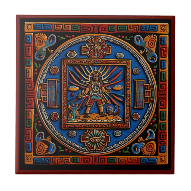 Mihrab-Keramik im mexikanischen Huichol-Stil Fliese (Vorderseite)