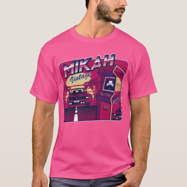 Mikah Personalized Vintage Gamer 80s 90s T-Shirt (Vorderseite)