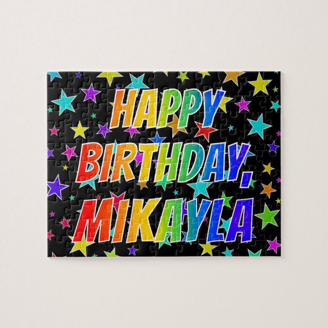 "MIKAYLA" Vorname, Spaß "GLÜCKLICHER GEBURTSTAG" (Horizontal)