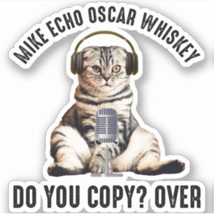 Mike Echo Oscar Whiskey Ham Radio Cat Aufkleber