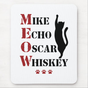 Mike Echo Oscar Whiskey MEOW Cat Mousepad