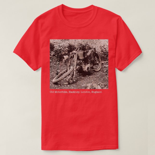 Mike row Old Motorbike Hackney London England D T-Shirt (Design vorne)