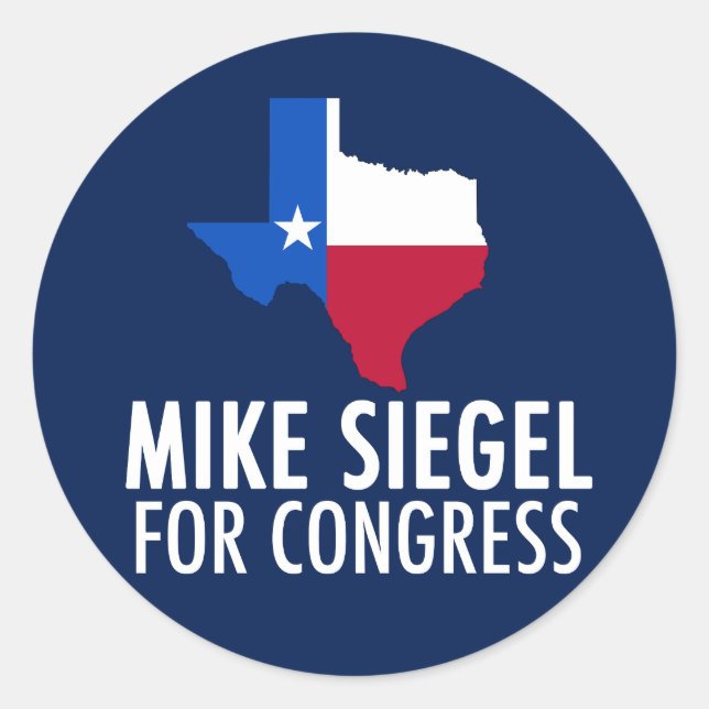 Mike Siegel für den Kongress in Texas Runder Aufkleber (Vorderseite)