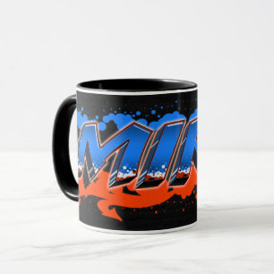 Mike Vorname Name Graffiti blue orange Tasse
