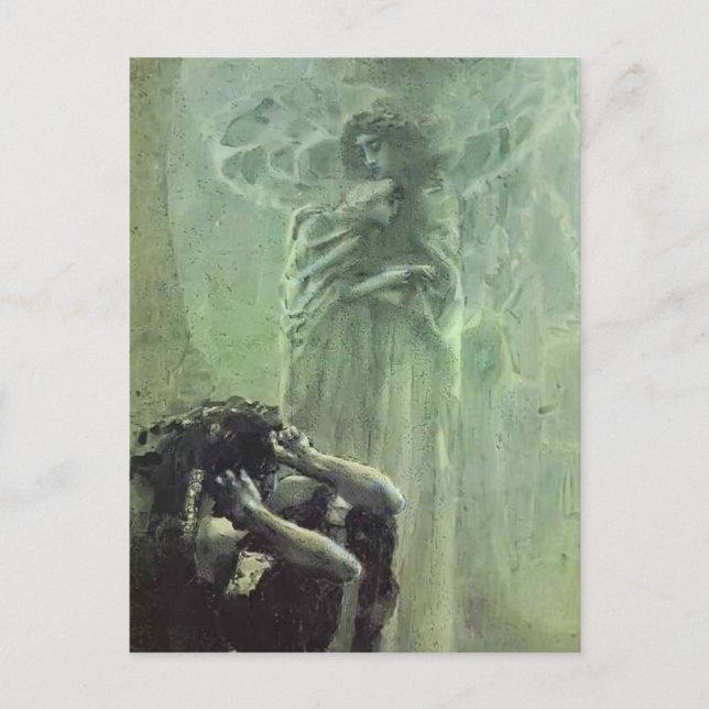 Mikhail Vrubel - Dämon und Engel mit Tamaras Soul Postkarte (Vorderseite)