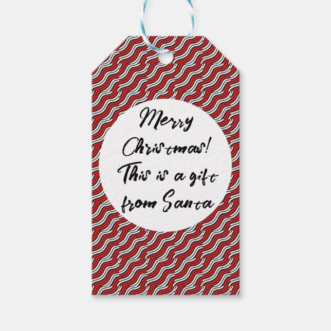 Mikitez rotwhite candycane Christmaspattern Geschenkanhänger (Vorderseite)
