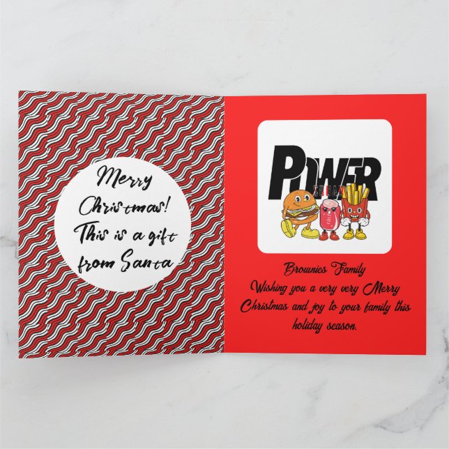 Mikitez rotwhite candycane Christmaspattern Karte (Innenseite)