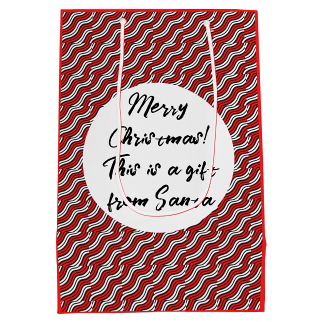 Mikitez rotwhite candycane Christmaspattern Mittlere Geschenktüte (Rückseite)