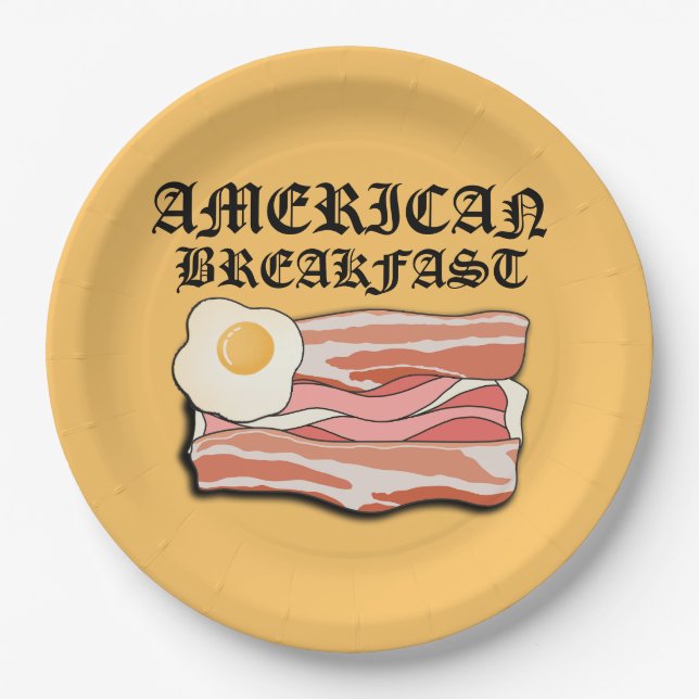 Mikitiez Amerikanisches Frühstücksspeck Eier july  Pappteller (Vorderseite)