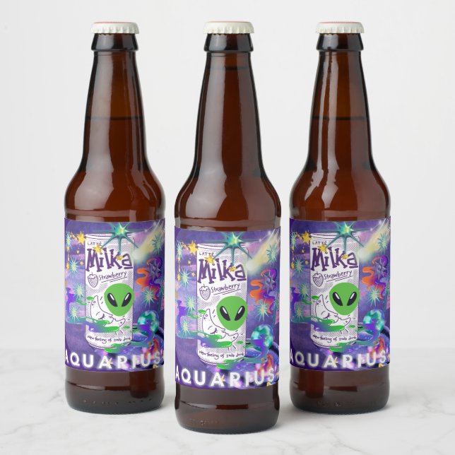 Mikitiez aquarius galaxie Sommer Glühbier trinken Bierflaschenetikett (Flaschen)