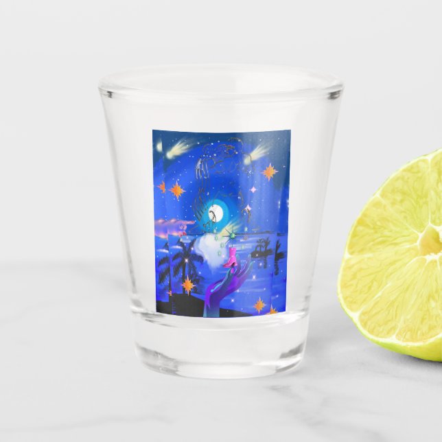 Mikitiez aquarius galaxie Sommerleuchte Schnapsglas (Vorderseite)