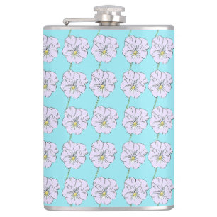 Mikitiez blaues winziges weißes Blume Muster Flachmann