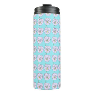 Mikitiez blaues winziges weißes Blume Muster Thermosbecher