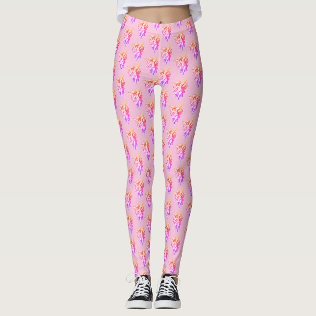 Mikitiez cupid valentine Winkel Regenbogen Liebe v Leggings (Vorderseite)