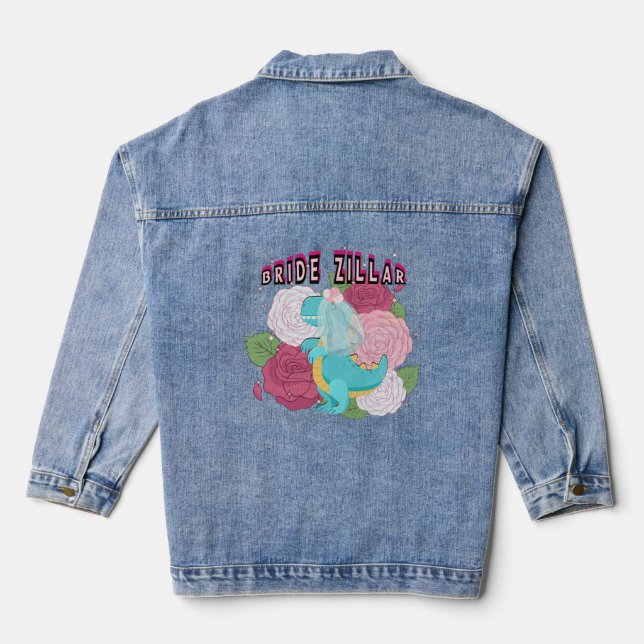 Mikitiez Dinosaurier Braut Hochzeitskommando Jeansjacke (Rückseite)