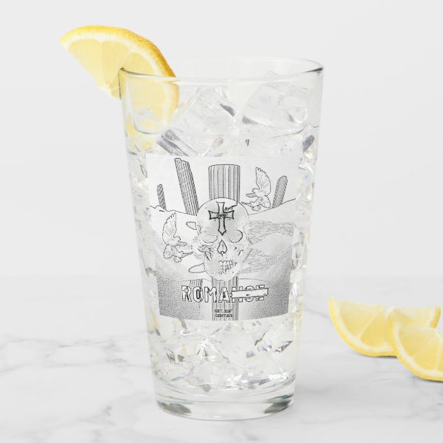 Mikitiez dreamer Schädel Tatto Regenbogen Rosen Ge Glas (Vorderseite Ice)