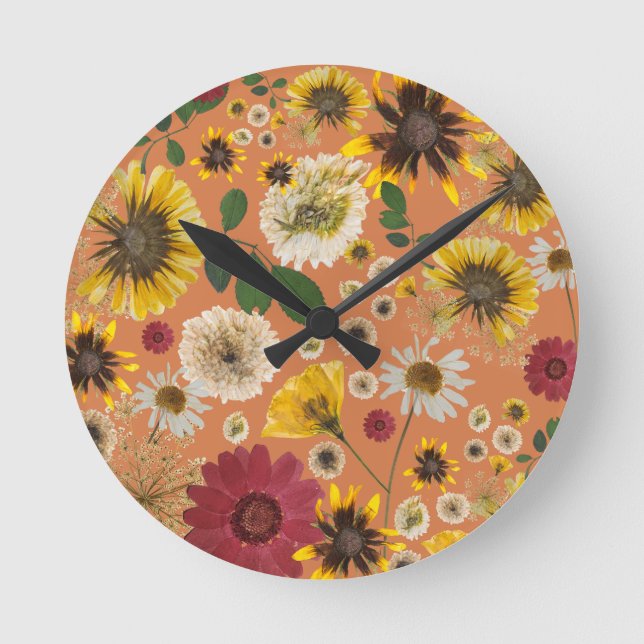 Mikitiez Erdday Natur Selflove Rose Blume Runde Wanduhr (Vorderseite)