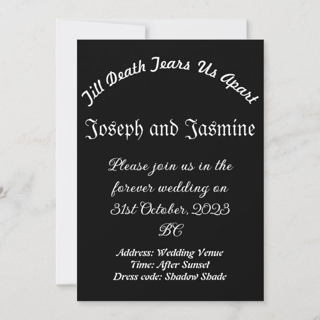 Mikitiez gothic halloween Hochzeitssoulmate Vintag Einladung (Rückseite)