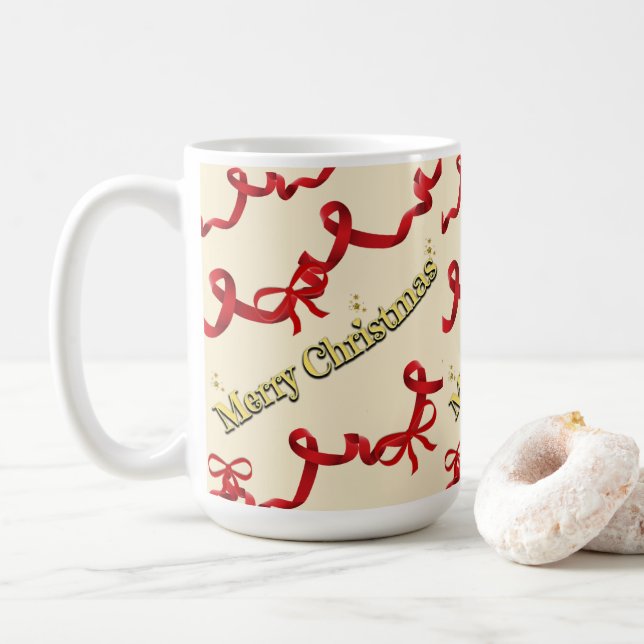 Mikitiez gothmas ribbon redwhite candycane x'mas kaffeetasse (Mit Donut)