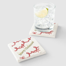 Mikitiez gothmas ribbon redwhite candycane x'mas steinuntersetzer