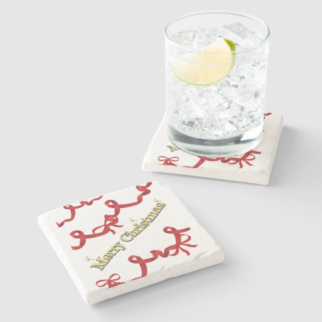 Mikitiez gothmas ribbon redwhite candycane x'mas steinuntersetzer (Seitenansicht)