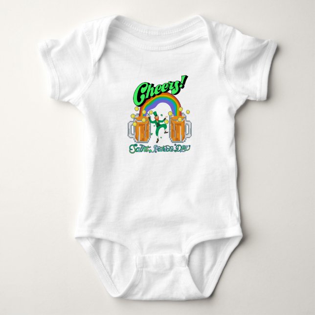 Mikitiez grünes Glück Saint Patrick's Day Irishbie Baby Strampler (Vorderseite)