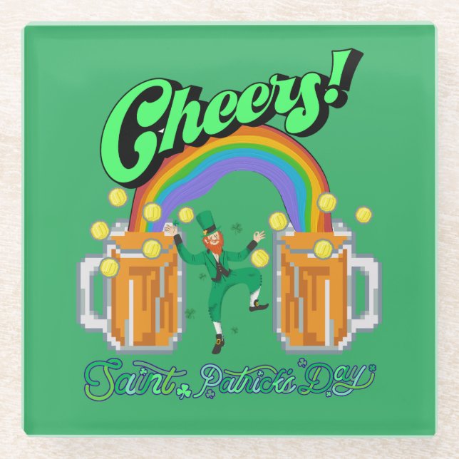 Mikitiez grünes Glück Saint Patrick's Day Irishbie Glasuntersetzer (Vorderseite)