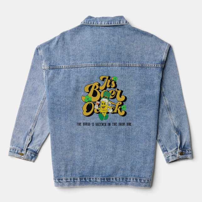 Mikitiez grünes Glück Saint Patrick's Day Irishbie Jeansjacke (Rückseite)