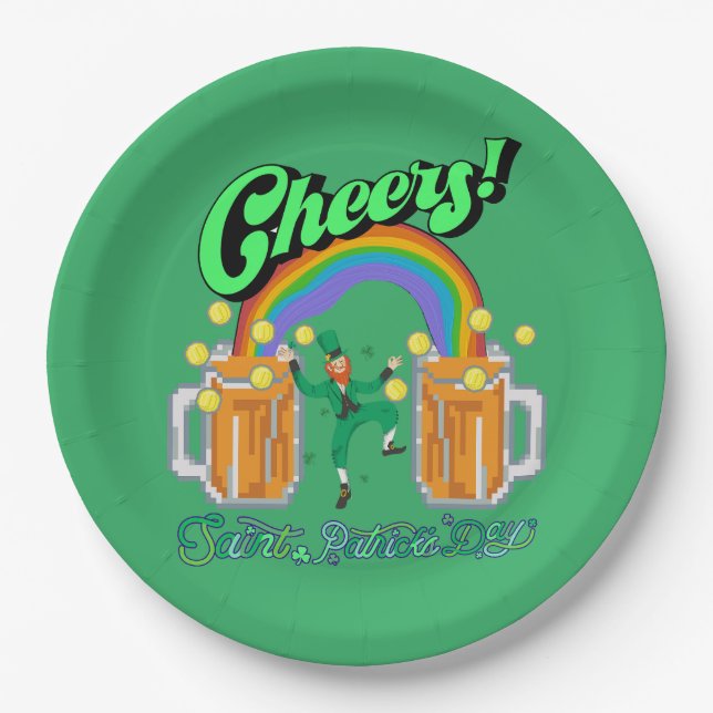Mikitiez grünes Glück Saint Patrick's Day Irishbie Pappteller (Vorderseite)
