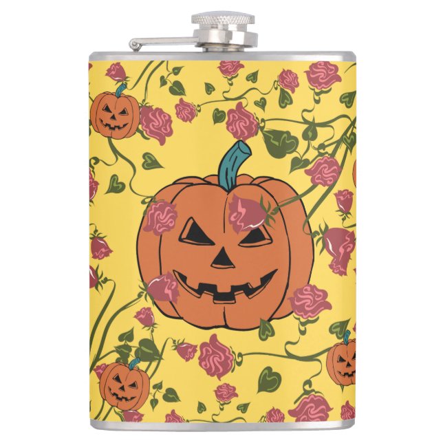 Mikitiez halloween Kürbis spookkoker Oktober rot Flachmann (Vorderseite)