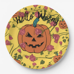 Mikitiez halloween Kürbis spookkoker Oktober rot Pappteller