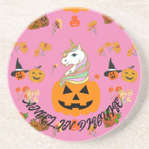 Mikitiez halloween unicorn spokokoker Oktober Herb Getränkeuntersetzer