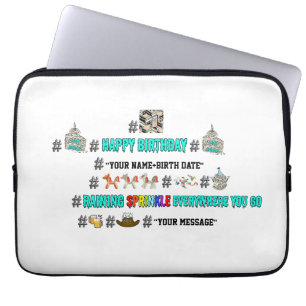 Mikitiez Hashtag herzlichengeburtstag Emoji anpass Laptopschutzhülle