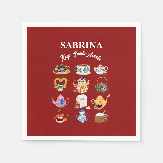 Mikitiez Kaffee Weihnachten Zitat niedliche Koffei Serviette (Vorderseite)
