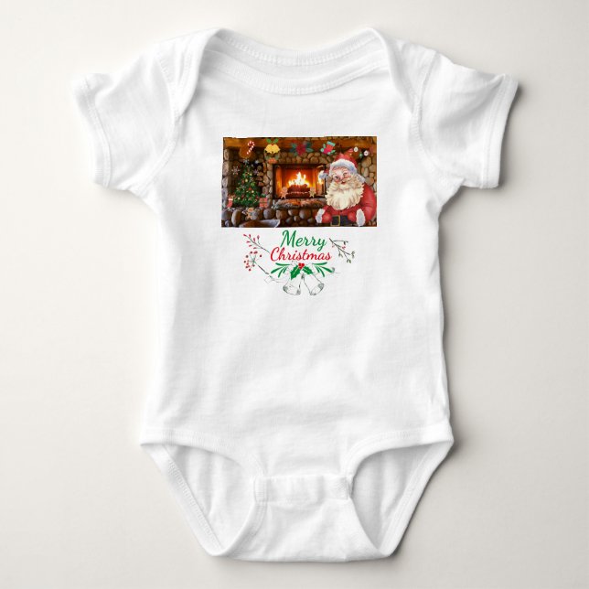 Mikitiez klassicwhitechristmas leichte jollyhola baby strampler (Vorderseite)