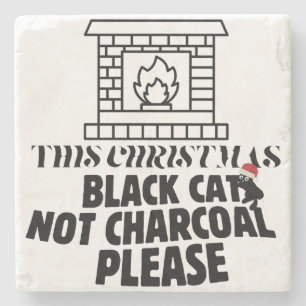 Mikitiez lustige schwarze Katze x'mas Holzkohle Sa Steinuntersetzer