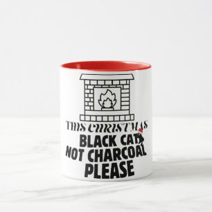 Mikitiez lustige schwarze Katze x'mas Holzkohle Sa Tasse