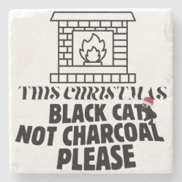 Mikitiez lustiger Blackcat x'mas charcoal santa Steinuntersetzer