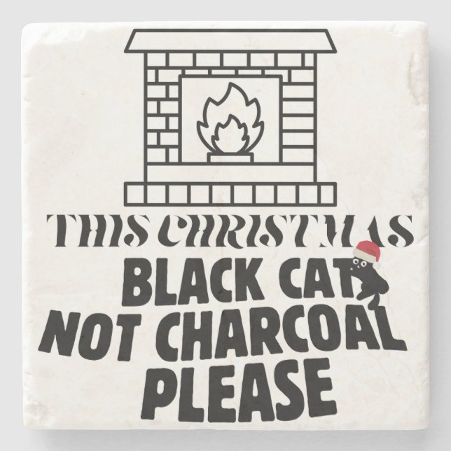 Mikitiez lustiger Blackcat x'mas charcoal santa Steinuntersetzer (Vorderseite)