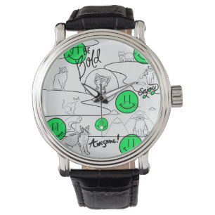 Mikitiez meow Summer Cat Party Beach Armbanduhr