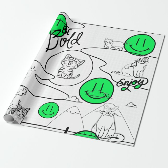 Mikitiez meow Summer Cat Party Beach Geschenkpapier (Ungerollt)