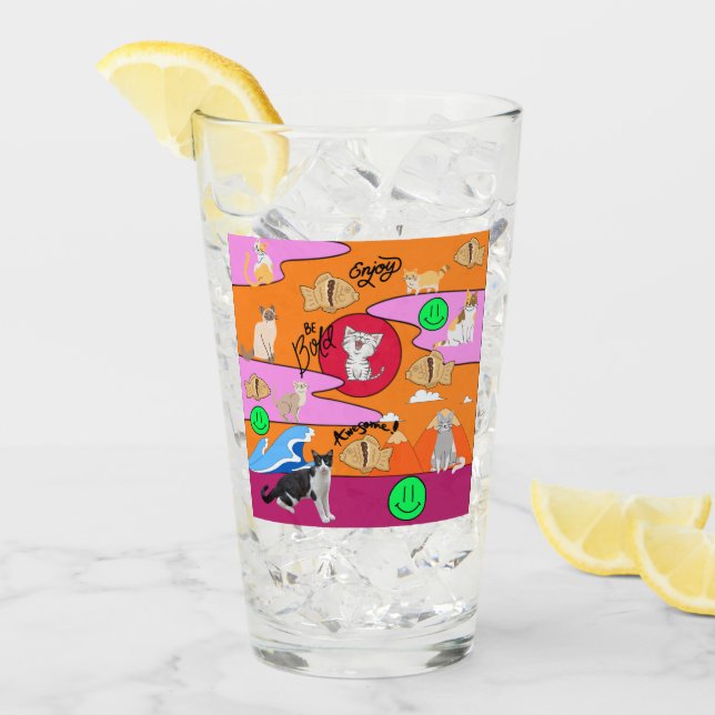 Mikitiez meow Summer Cat Party Beach Glas (Vorderseite Ice)