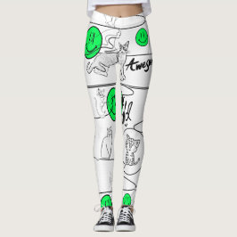 Mikitiez meow Summer Cat Party Beach Leggings