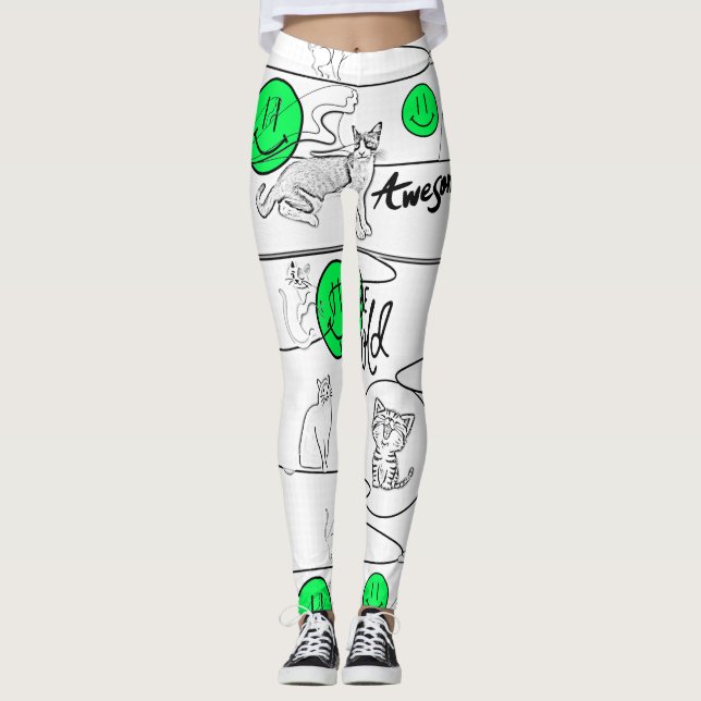 Mikitiez meow Summer Cat Party Beach Leggings (Vorderseite)