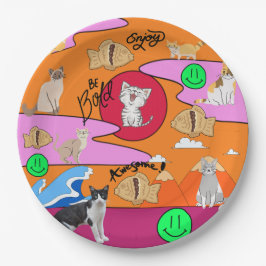 Mikitiez meow Summer Cat Party Beach Pappteller