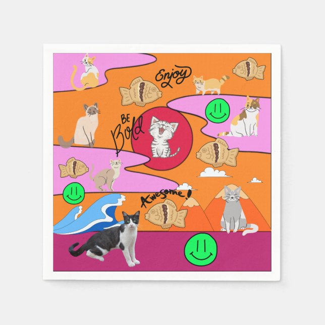 Mikitiez meow Summer Cat Party Beach Serviette (Vorderseite)