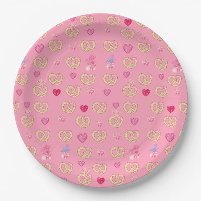 Mikitiez niedliches Brezel Brot gemütliche Valenti Pappteller (Vorderseite)