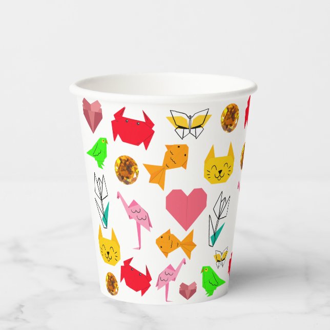 Mikitiez Origami-Krebs-Sommerjuwelkatze Pappbecher (Vorderseite)