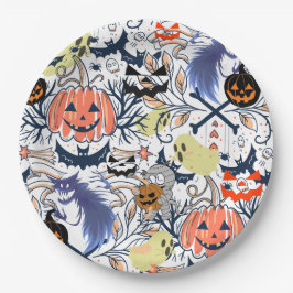 Mikitiez retro Vintage halloween ghoulkürbis Pappteller