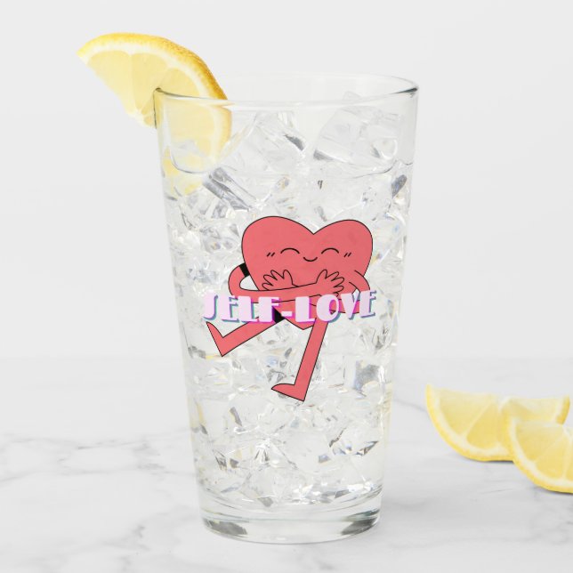 Mikitiez rosa Herz selflove june gemini Glas (Vorderseite Ice)